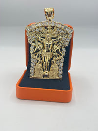 Gold Over Silver Jumbo Christian Crucifix Pendant