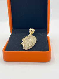Gold Over Silver Broken Heart Pendant with CZ