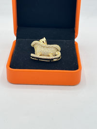 Gold Over Silver Jolly Sleigh Pendant with CZ