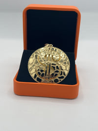 Gold Over Silver Medium Hip-Hop Dollar Sign Medallion