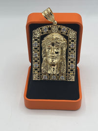 Gold Over Silver Holy Trinity Jesus Framed Pendant