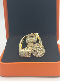 Gold Over Silver Headphones Pendant with CZ