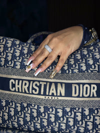 Silver with moissanite ring