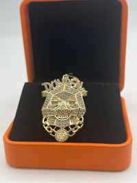 Gold Over Silver "Dun Deal" Hip-Hop Tiger Pendant w/ CZ