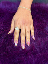 14k yellow gold (Cz) stones  pave and baguette wrap leaf ring.