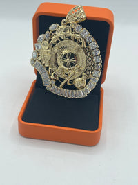 Gold Over Silver Casino Roulette Jumbo Pendant