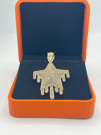 Gold Over Silver Shooting Star Lucky Pendant with CZ￼