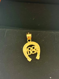Gold Over Silver "Good Luck" Horseshoe Pendant