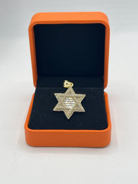 Gold Over Silver Jewish Star of David Pendant with CZ