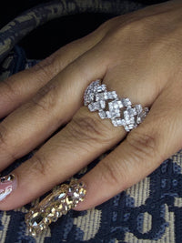 Silver with moissanite ring