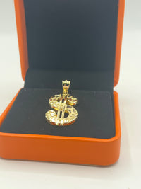 Gold Over Silver Mini Dollar Sign Hip-Hop Pendant