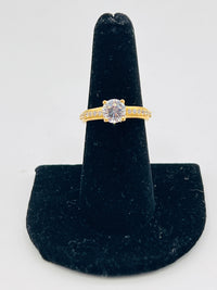 Gold Over Silver Diamond Cut Engagement Ring w/ CZ
