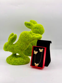 14k butterfly earrings and necklace
