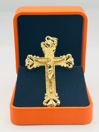 Gold Over Silver Cross w/ Heart Details