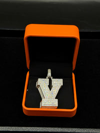 Silver with moissanite initial pendant