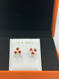 14K Gold 3-Leaf Clover ☘️ Earrings w/ CZ