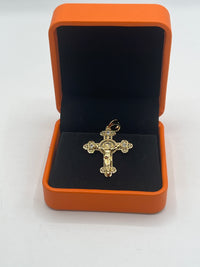 Gold Over Silver Halo Crucifix Jesus Pendant