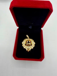 Lion head pendant gold fill Cz diamond