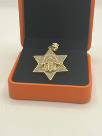 Gold Over Silver Hamsa Star Pendant with CZ