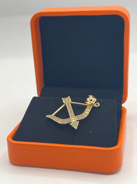 Gold Over Silver Bow and Arrow Pendant w/ CZ