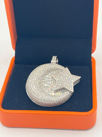 Sterling Silver Solid Islam Pendant w/ CZ