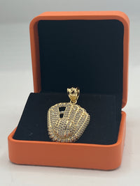 Gold Over Silver Baseball Mitt Pendant w/ CZ