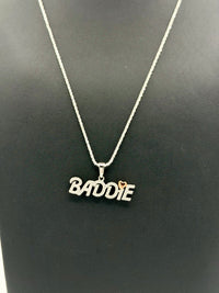 Silver with moissanite chain and pendant