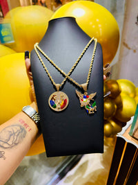 14K Gold Rope Chain w/ Christian Pendants