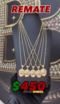 14k Rope chain with lion pendant