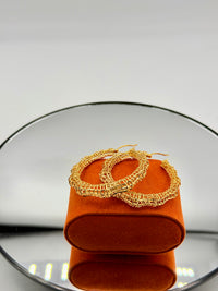 Gold over silver bamboo hoop earrings