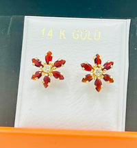 14K Gold Snowflake Earrings w/ CZ