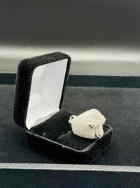 Silver with moissanite ring