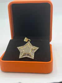 Gold Over Silver 3D Star Pendant w/ CZ