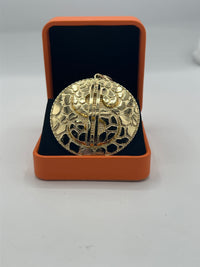 Gold Over Silver Jumbo Hip-Hop Dollar Sign Medallion