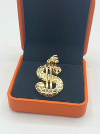 Gold Over Silver Large Dollar Sign Hip-Hop Pendant