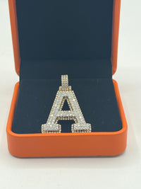 Sterling Silver Rectangular Letter A Pendant w/ CZ