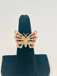 14K Gold Butterfly Ring w/ CZ
