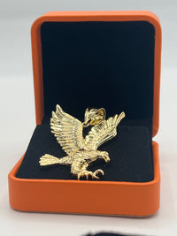 Gold Over Silver Flying Bald Eagle Pendant