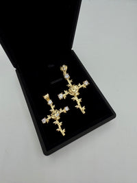 14k Cross & Rose Pendant By BB