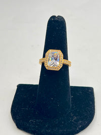 Gold Over Silver Princess Cut Engagement Ring w/ CZ