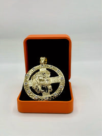 Stylish Round Gold Over Silver Jesus Pendant