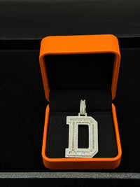Silver with moissanite initial pendant