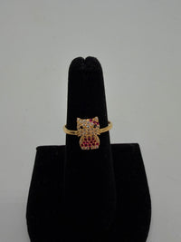 14K Gold Hello Kitty Ring w/ CZ