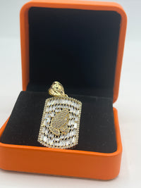 Gold Over Silver Squared Prayer Pendant w/ CZ