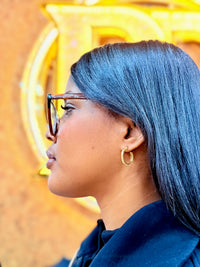 Gold over silver bamboo hoop earrings