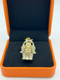 Gold Over Silver Chinese Buddha Pendant with CZ