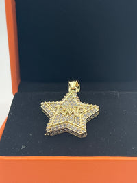 Gold Over Silver "RMP" Star Pendant w/ CZ