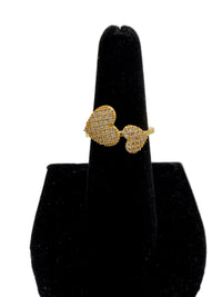 14K Gold Dual Hearts Ring w/ CZ
