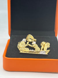 Gold Over Silver Jesus Fishing Ark Pendant