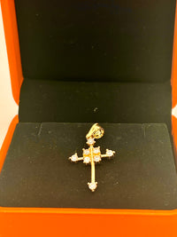 14K Studded Cross Pendant w/ CZ
